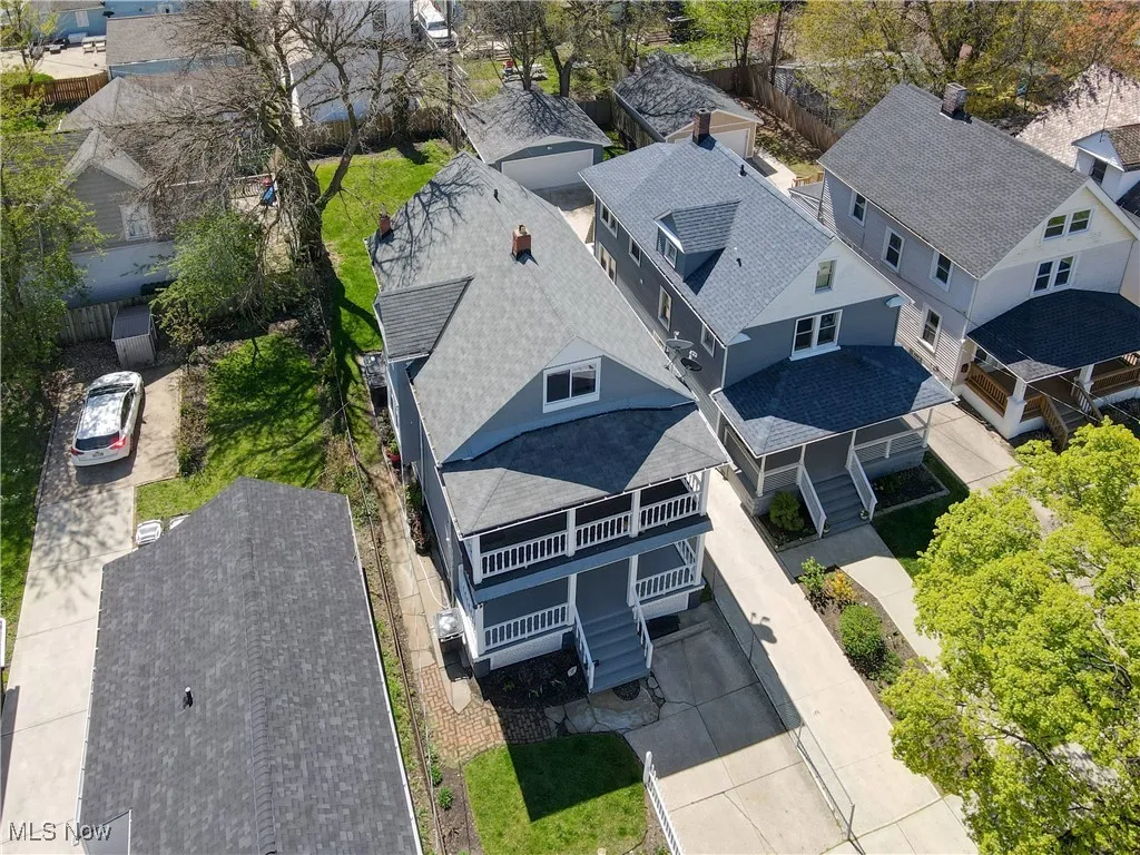 Aerial perspective of suburban area