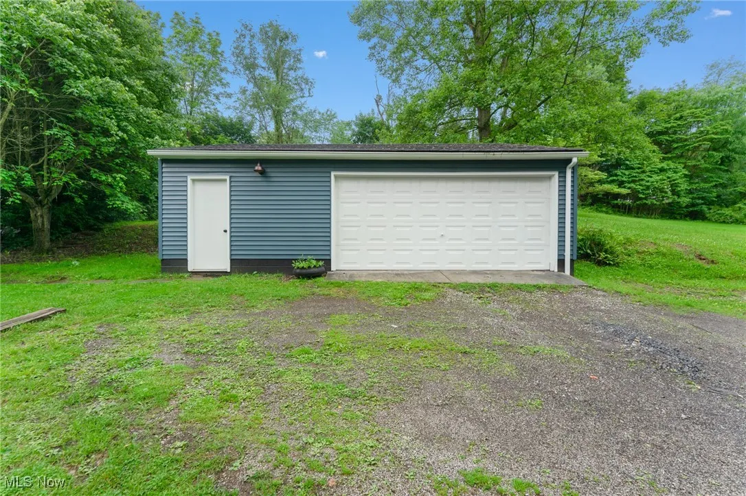 View of detached garage
