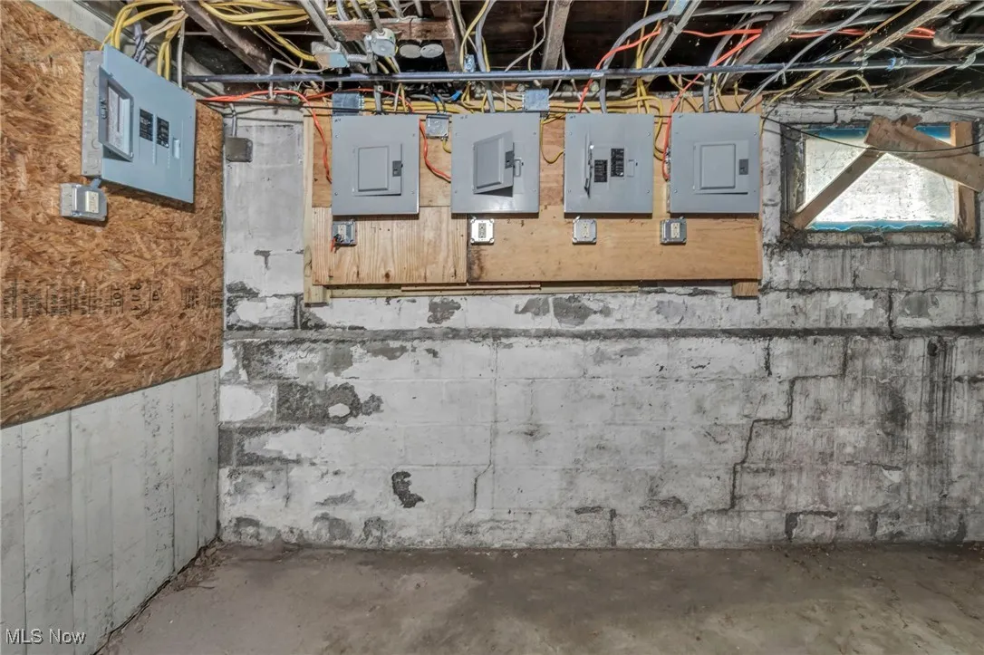 Below grade area with electric panel