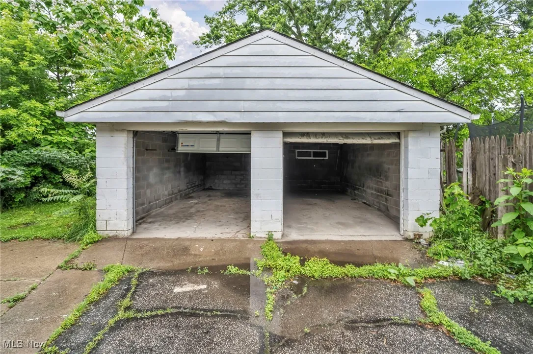 View of detached garage