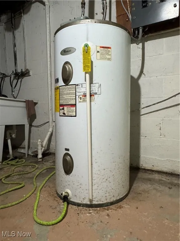 Utility room featuring water heater