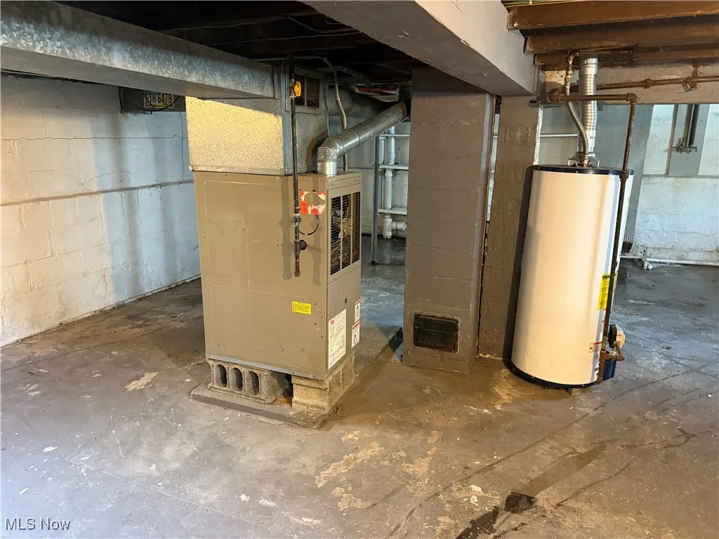 Utilities featuring gas water heater and heating unit