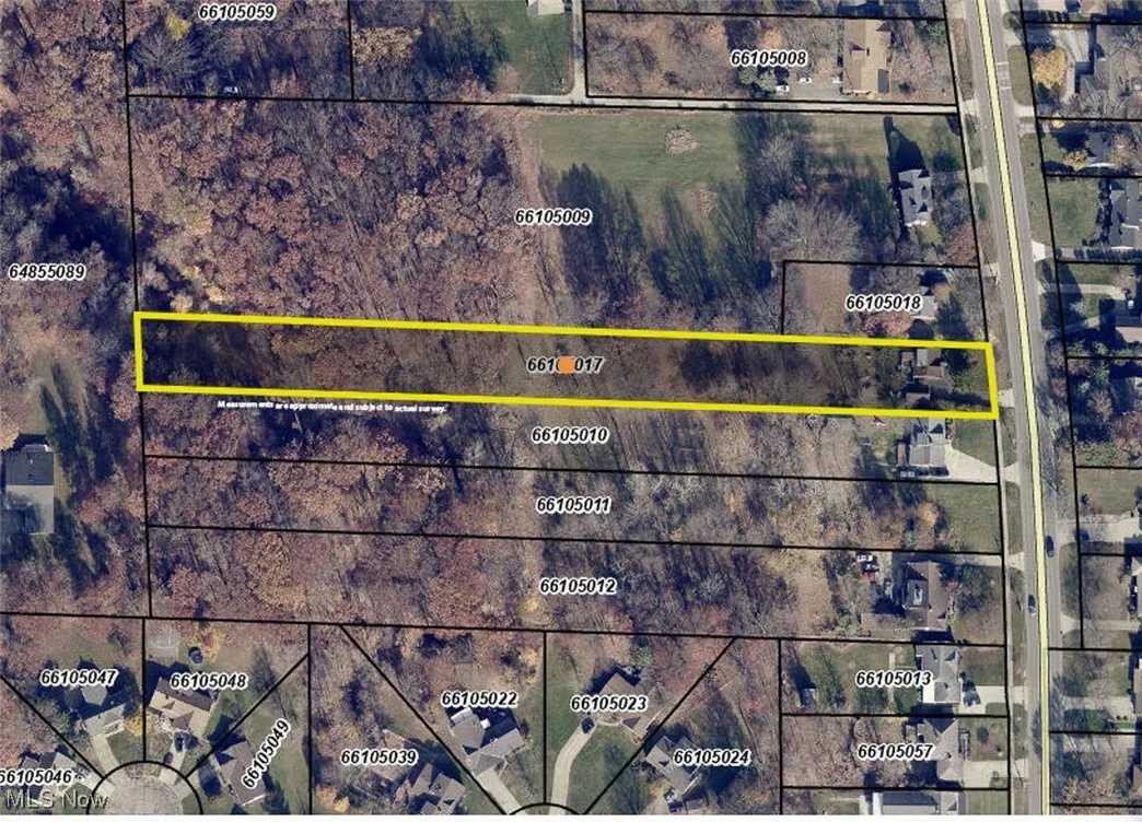 Aerial map of property and surrounding area with property parcel outlined