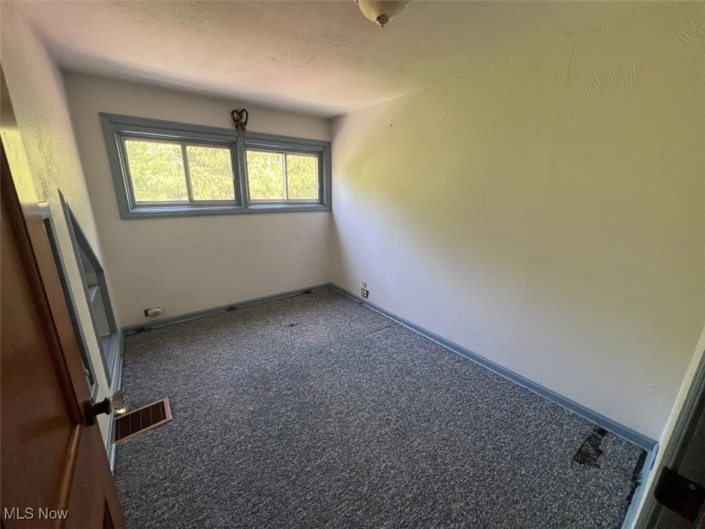 Carpeted empty room featuring baseboards