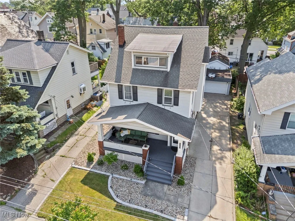 Aerial perspective of suburban area