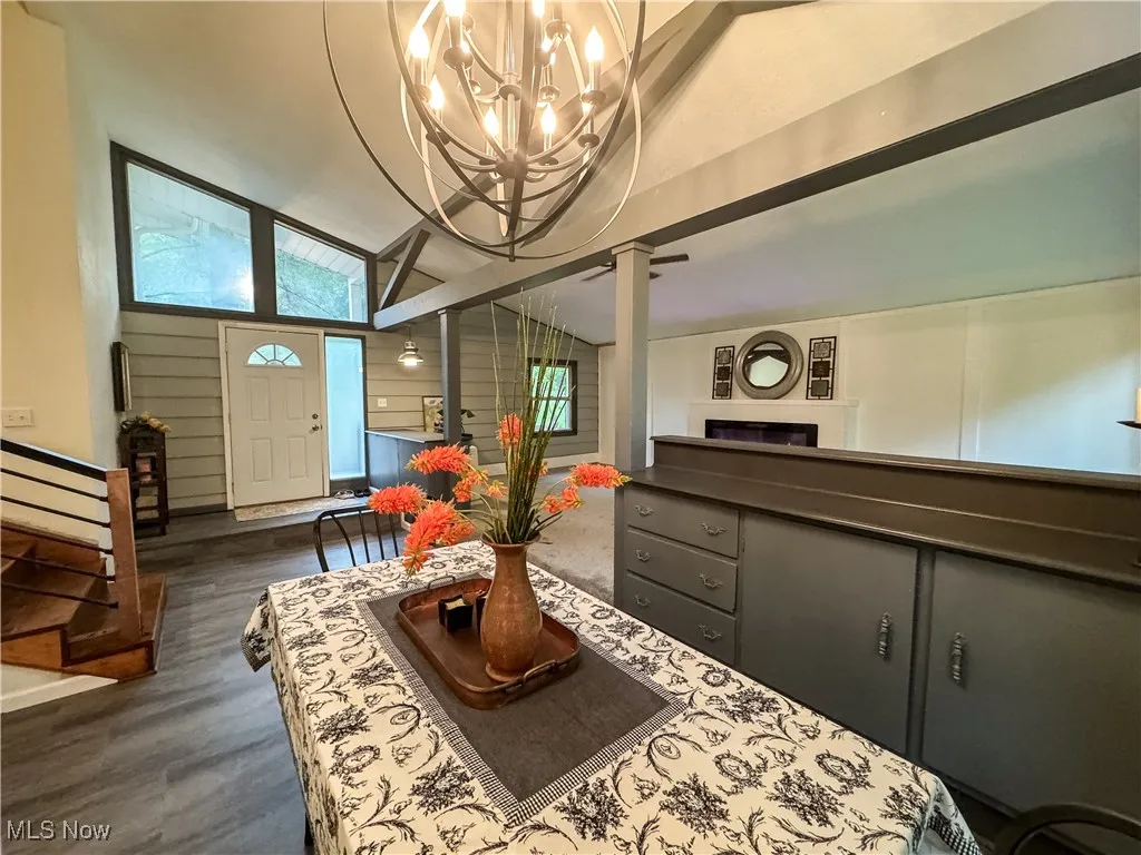 A view of the entry from the dining room.