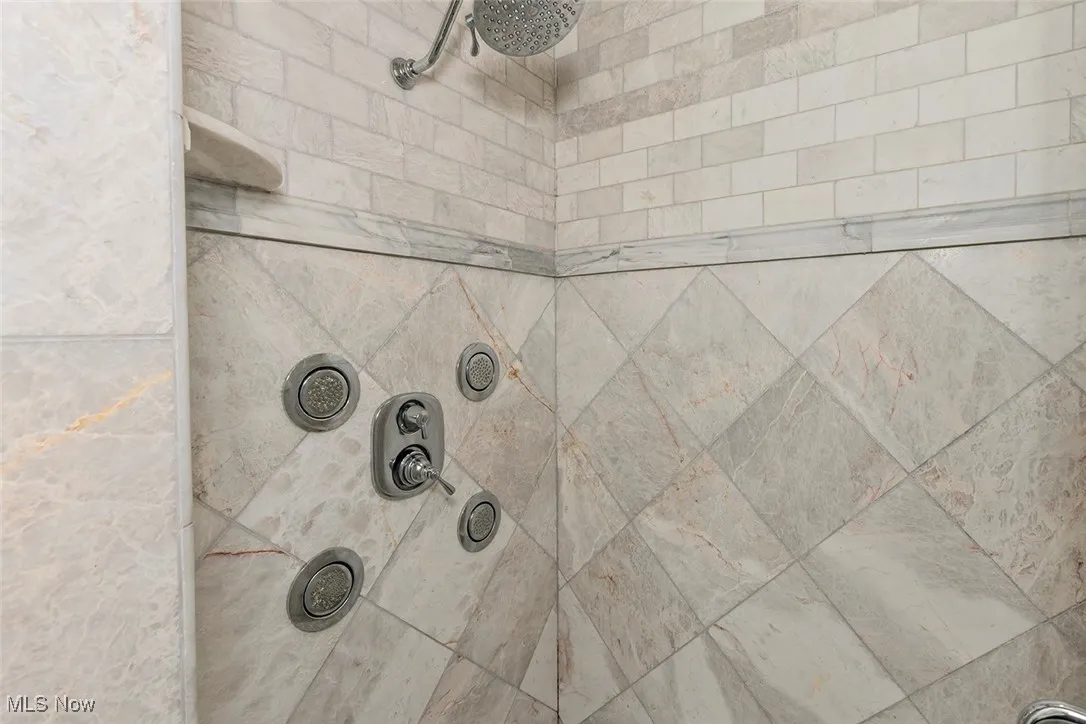Walk-in shower with wall mount system in the primary bath.