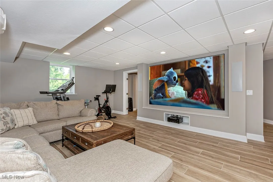 Entertainment room with audio system and garden window.