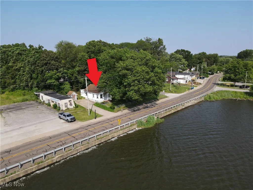 Bird's eye view of a nearby body of water
