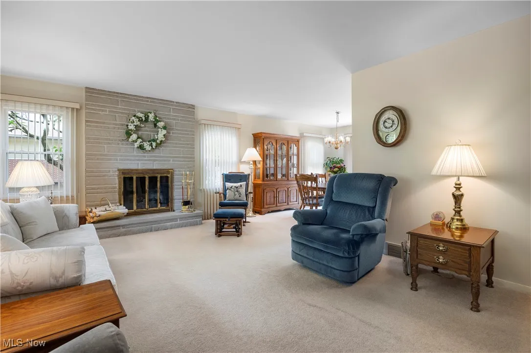 Living room/ wood burning fireplace