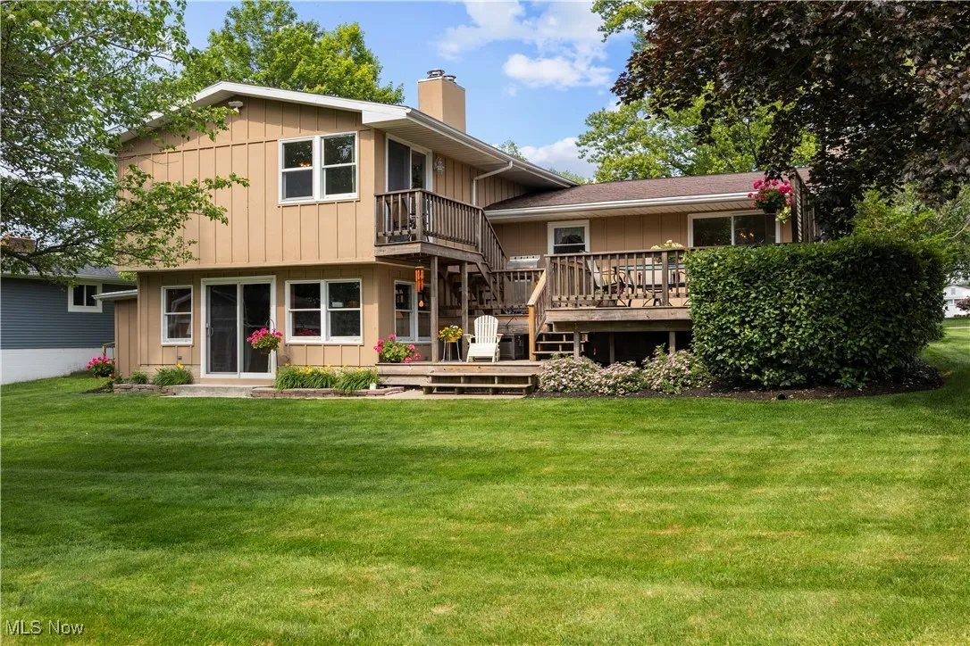 Back elevation and multi level deck