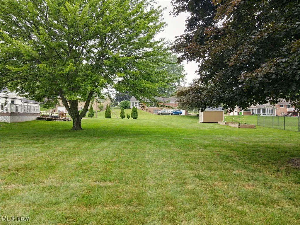 View of yard with a shed