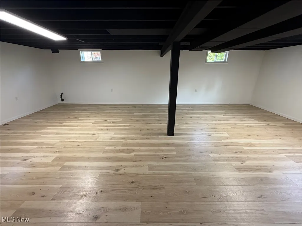 Basement featuring light wood finished floors