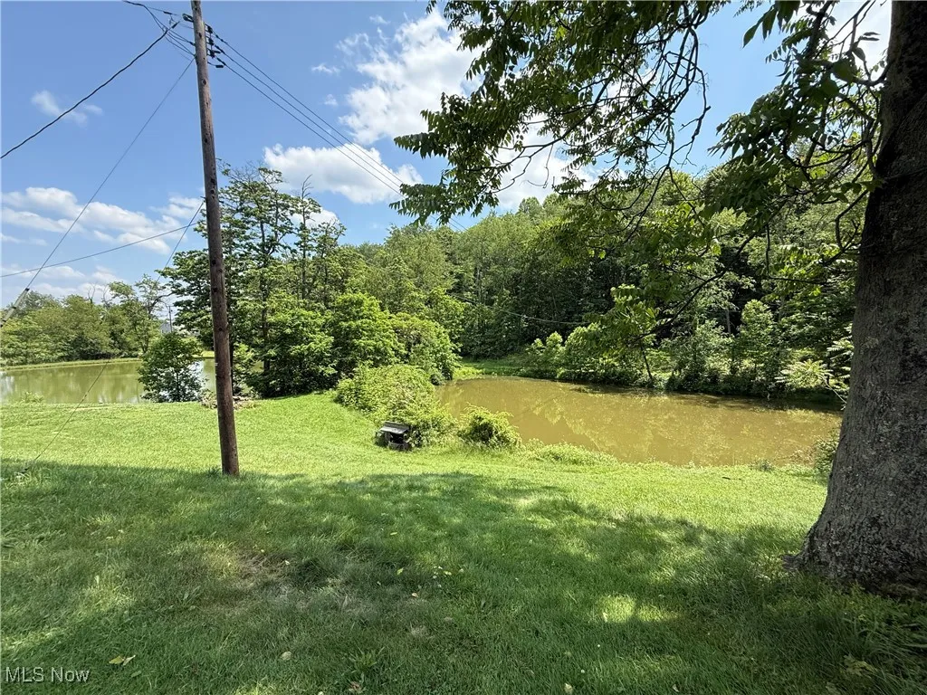 View of green lawn with a water view