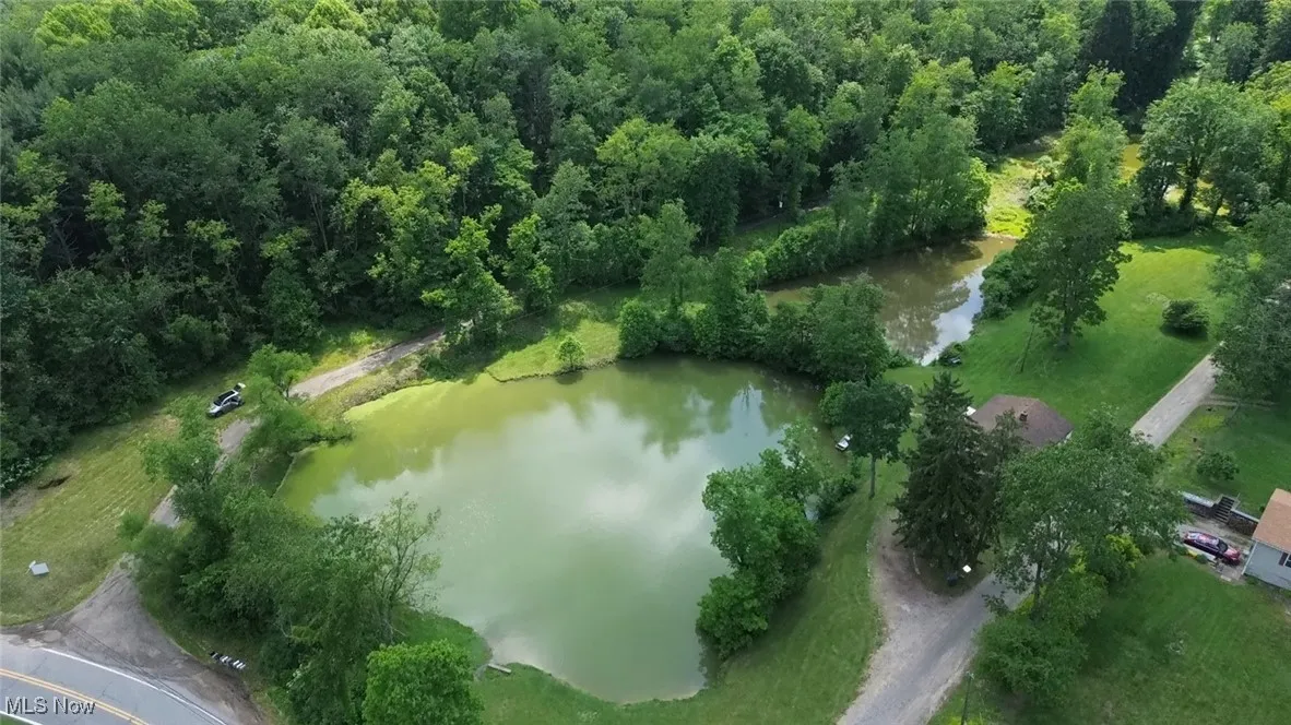 Bird's eye view of a nearby body of water