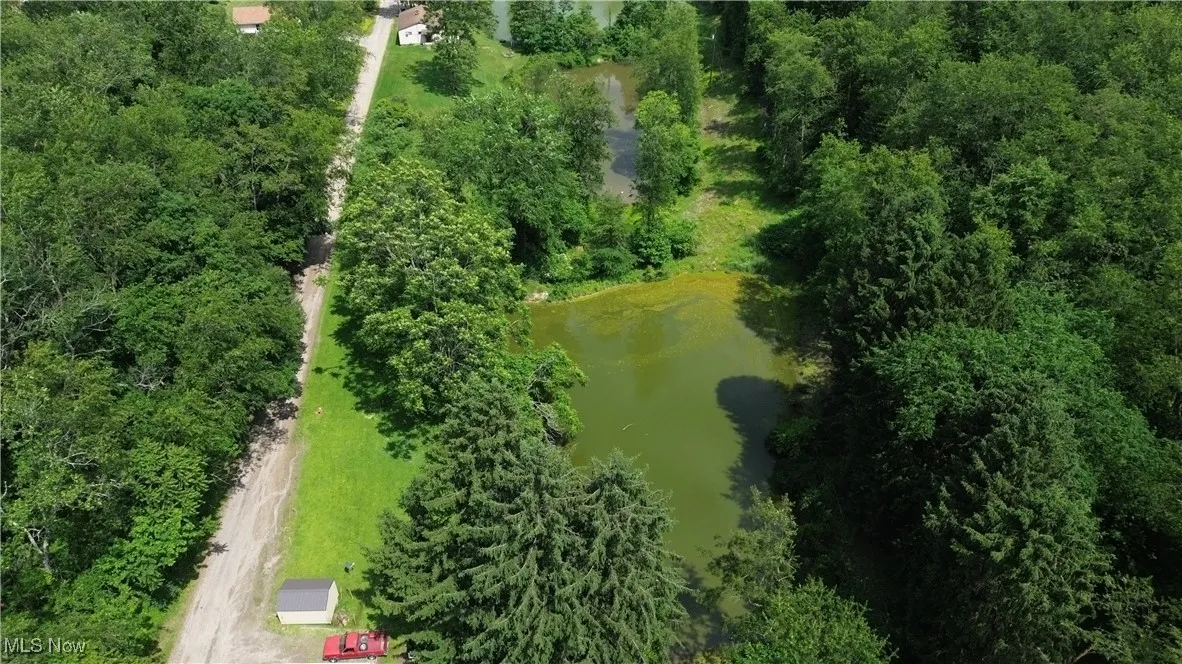 Bird's eye view of a nearby body of water
