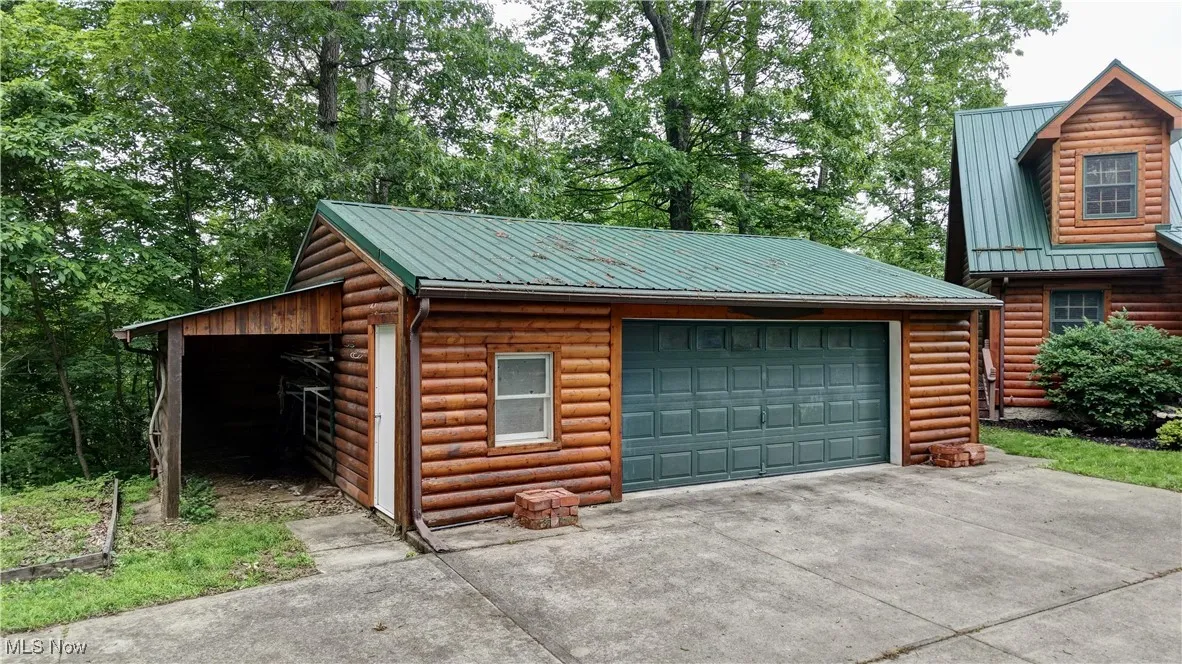 View of detached garage