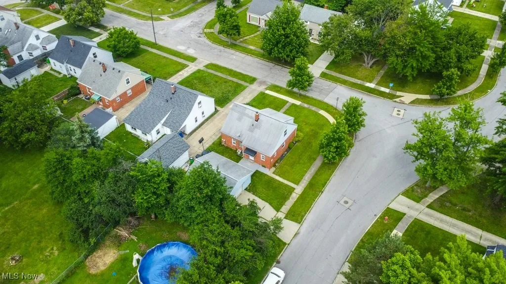 Aerial perspective of suburban area