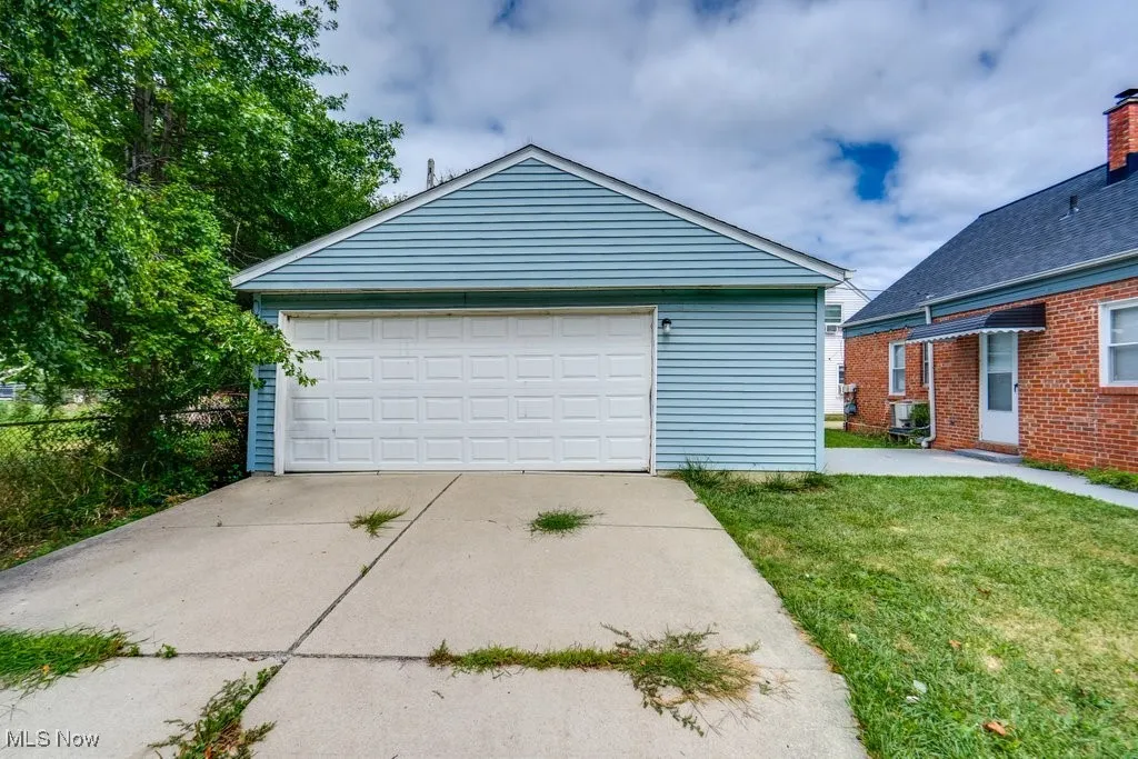 View of detached garage