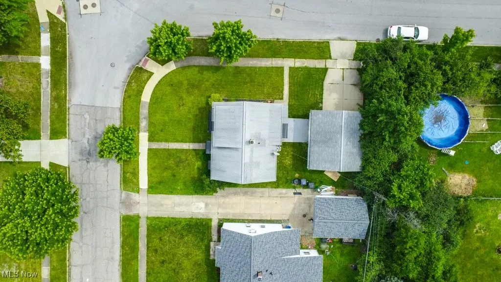 Drone / aerial view of a pool
