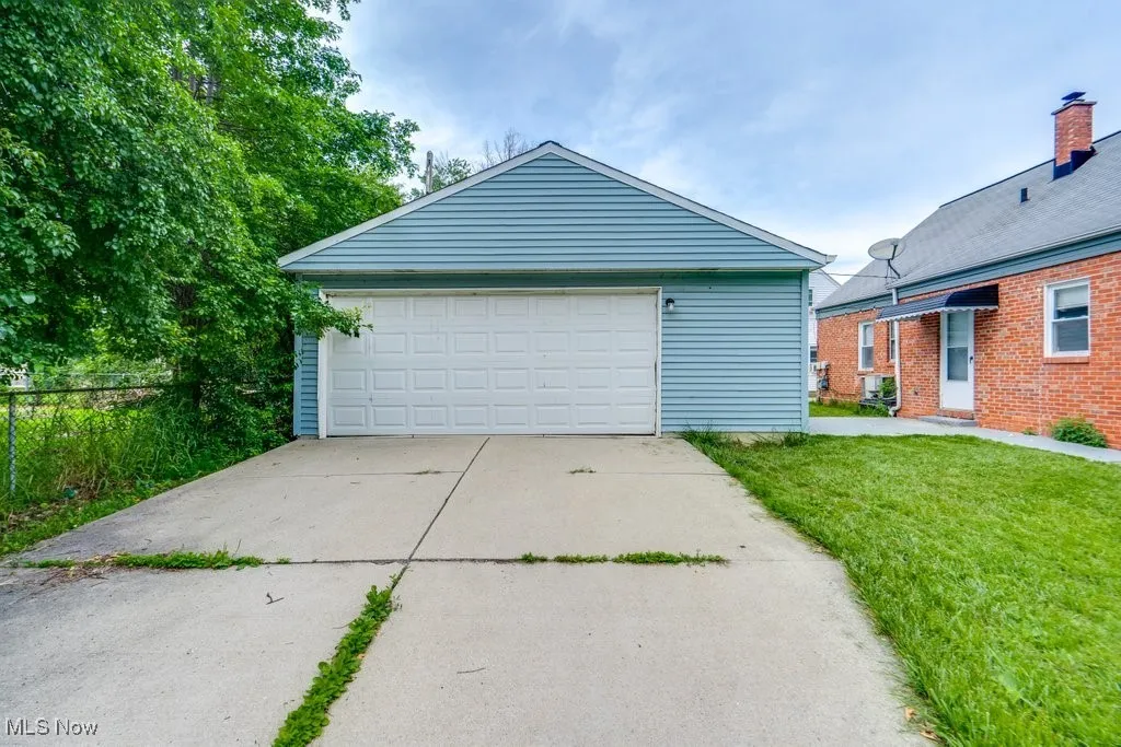 View of detached garage
