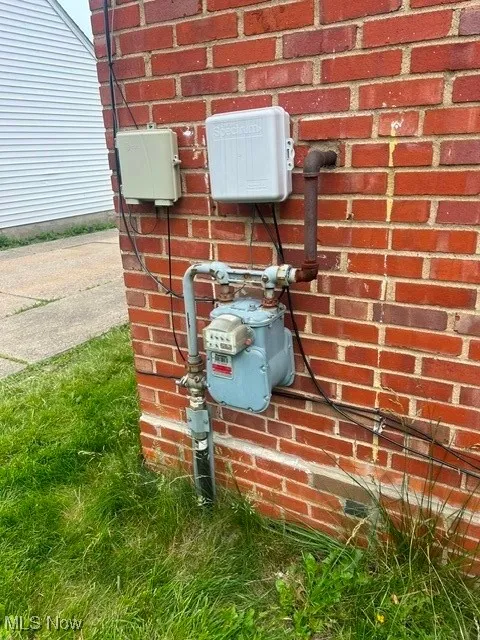 Exterior view of brick siding and gas meter
