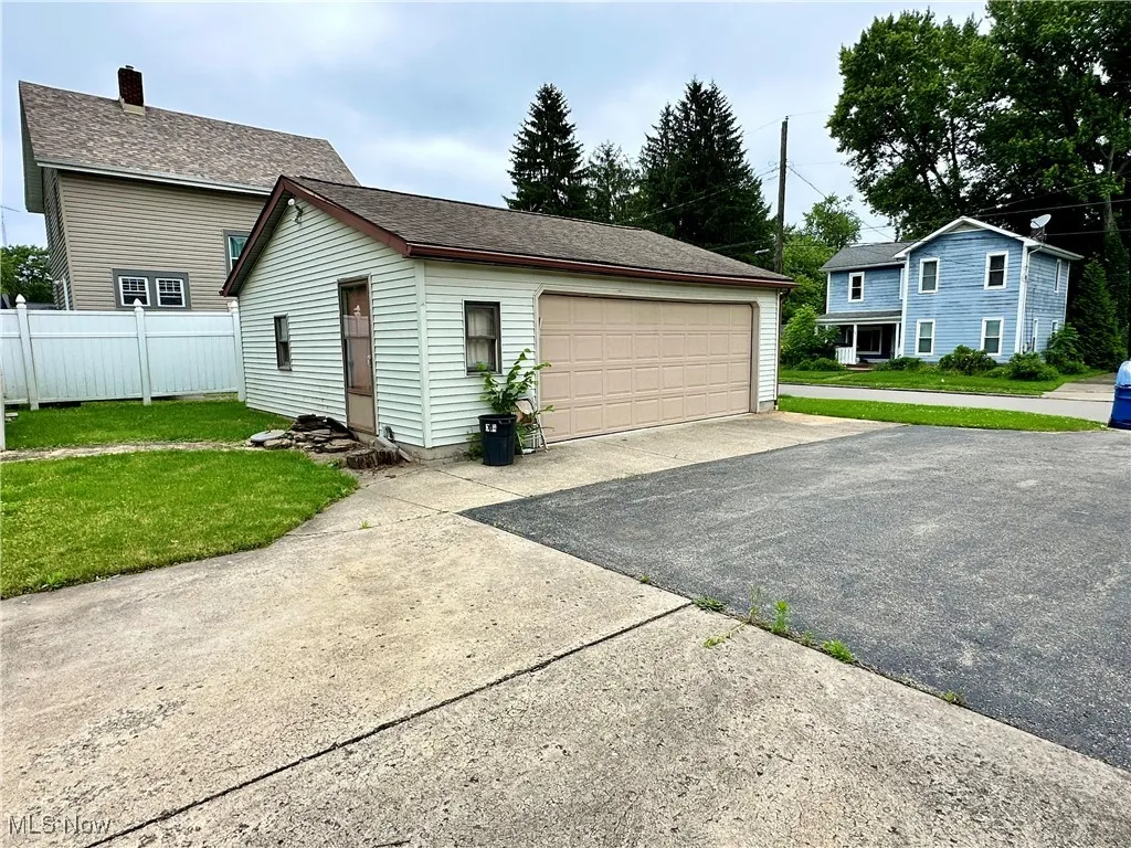 View of detached garage