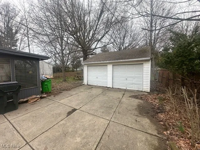 View of detached garage