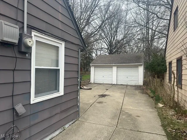 View of detached garage