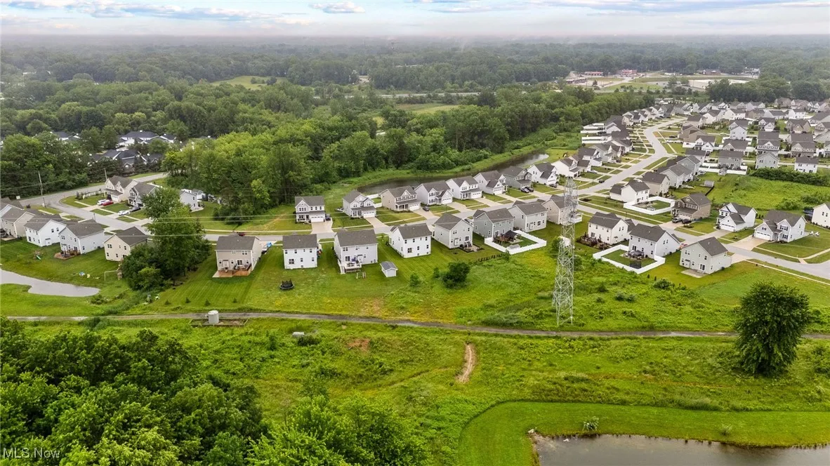 Aerial perspective of suburban area