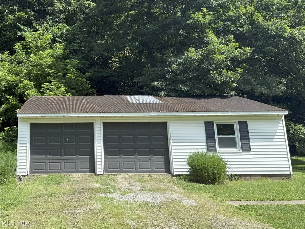 View of detached garage