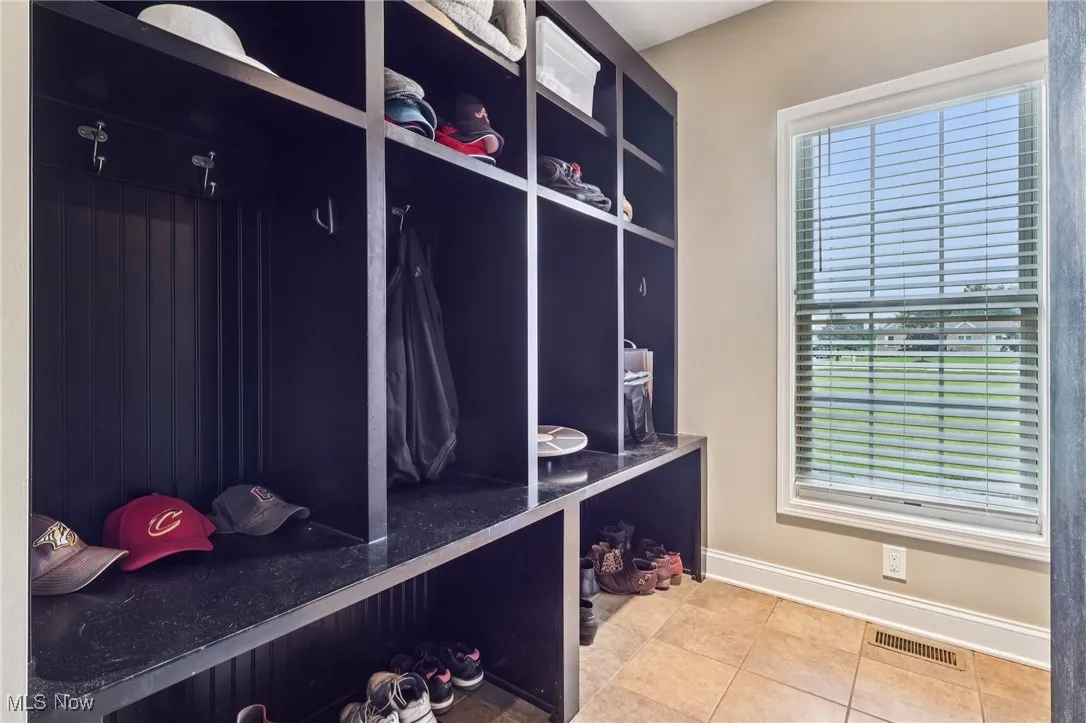 These custom cubbies were built by the previous owner to fit dog crates in the lower openings.