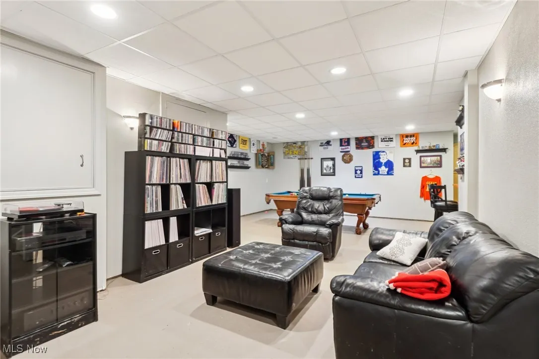 Finished lower level has large areas for entertaining.