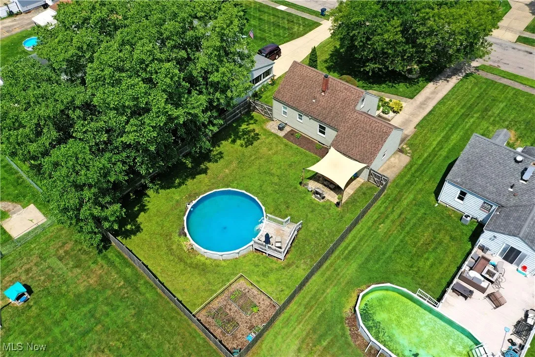 Drone / aerial view of a pool area