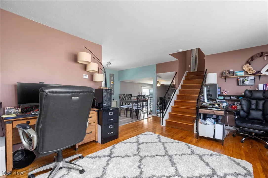 living room currently being used as home office