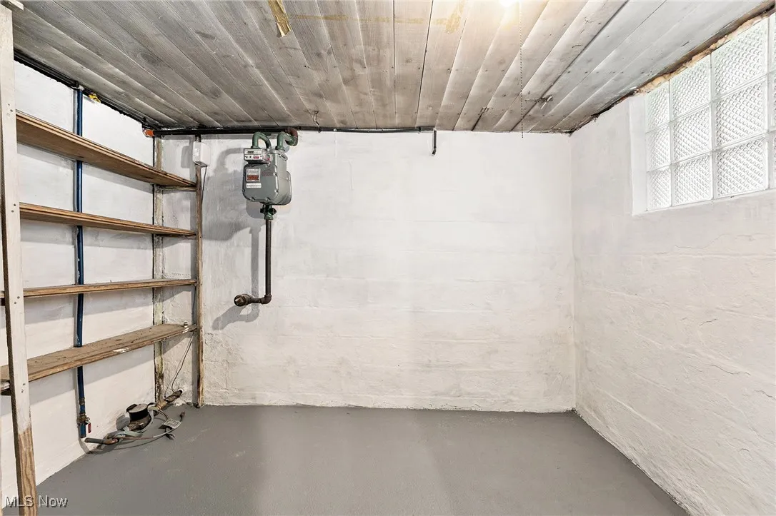 Below grade area with gas meter