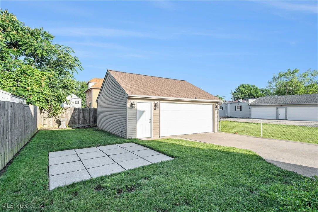 View of detached garage