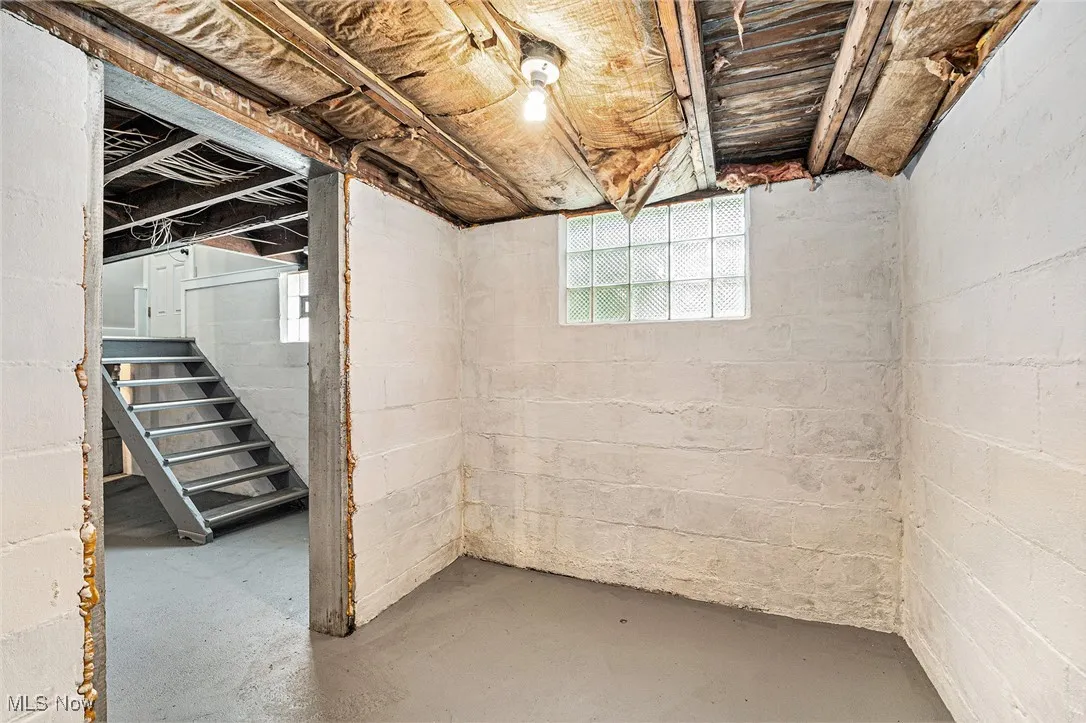 Basement featuring stairway