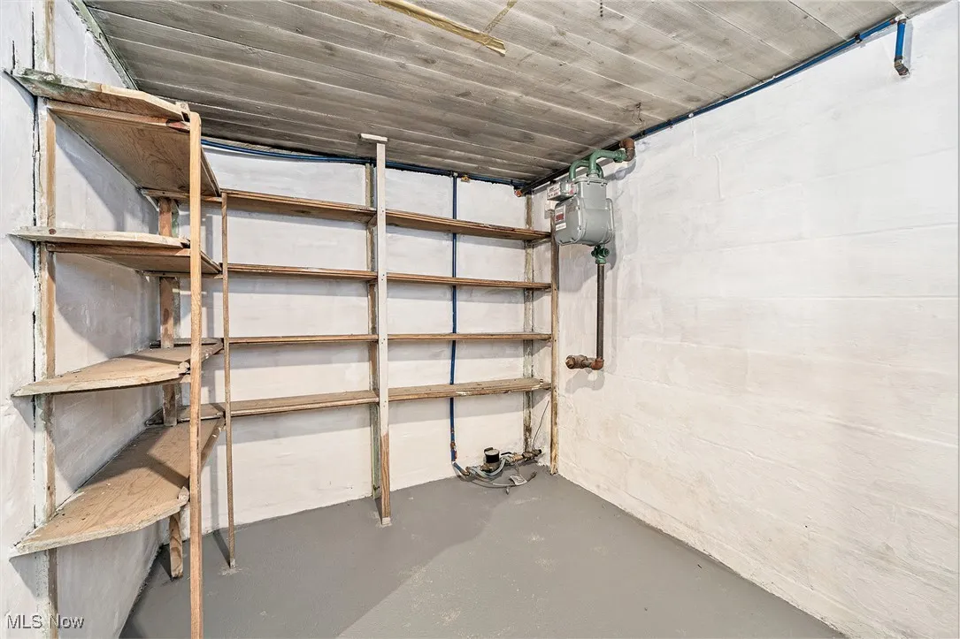Basement with gas meter