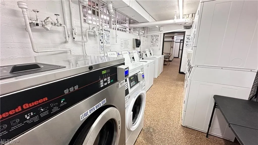 Shared laundry featuring washer and dryer