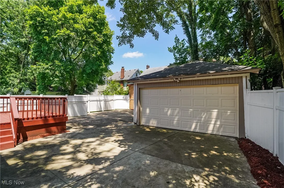 View of detached garage