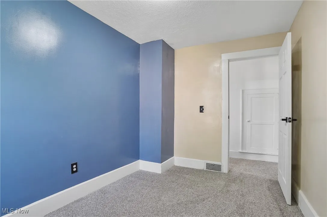 Spare room with carpet and a textured ceiling