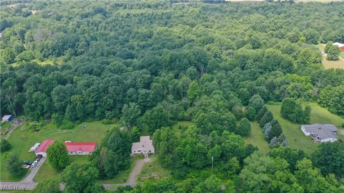 Aerial overview of property's location with a forest