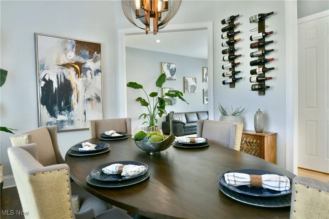 Dining area with wood finished floors