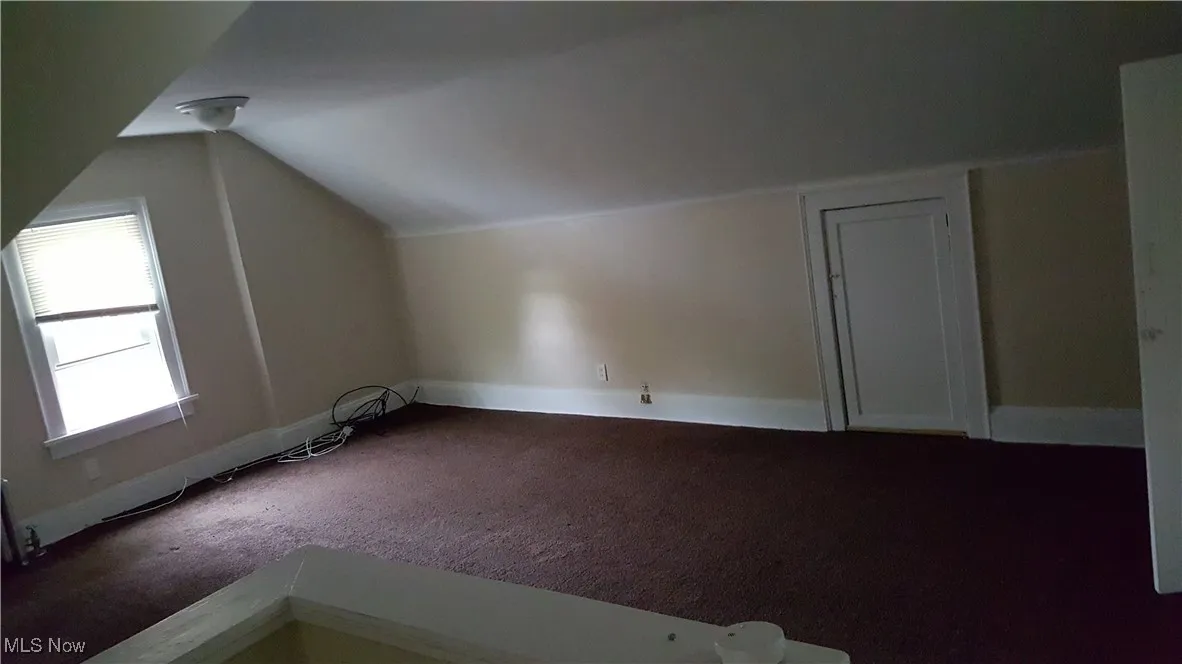 Bonus room with carpet and vaulted ceiling