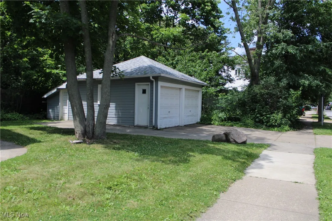 View of detached garage