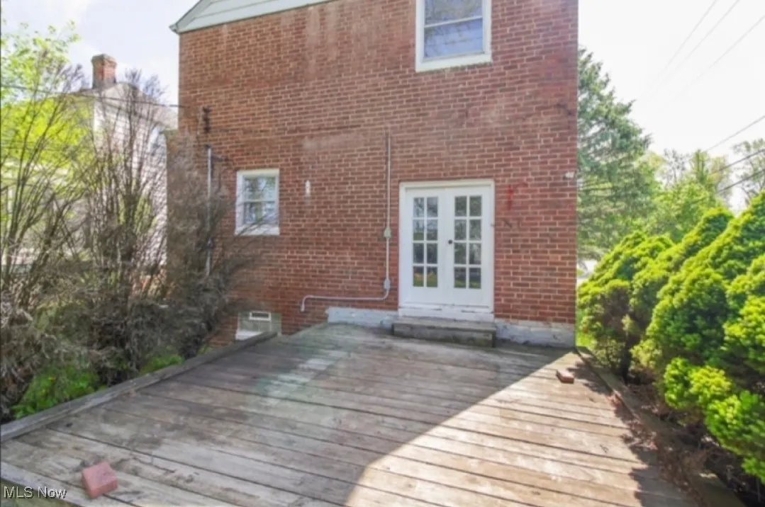 Wooden deck with french doors