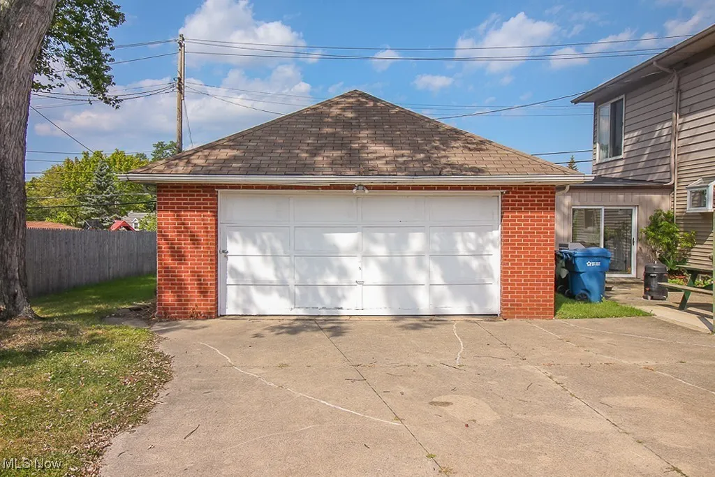 View of detached garage