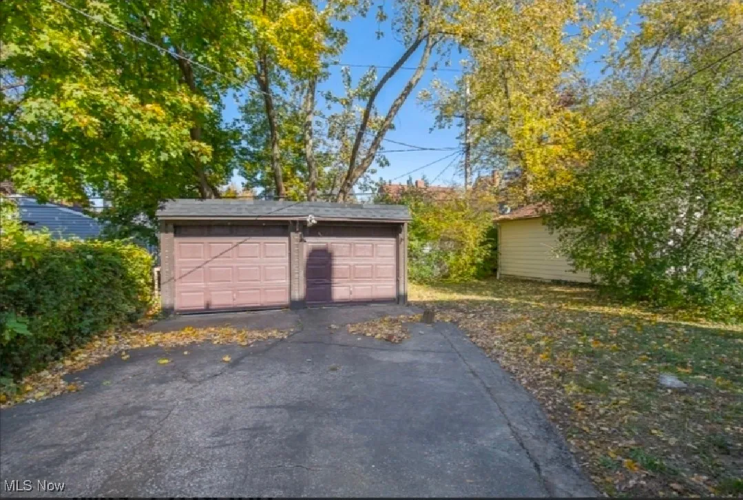 View of detached garage