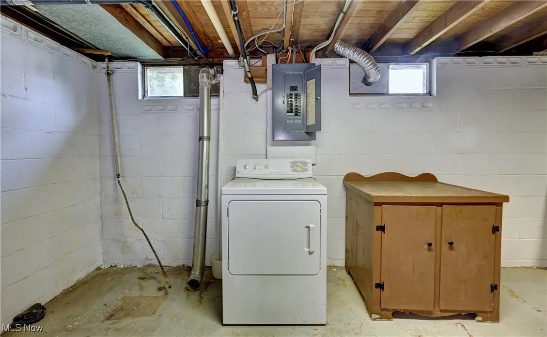 Laundry room featuring washer / clothes dryer, electric panel, and plenty of natural light